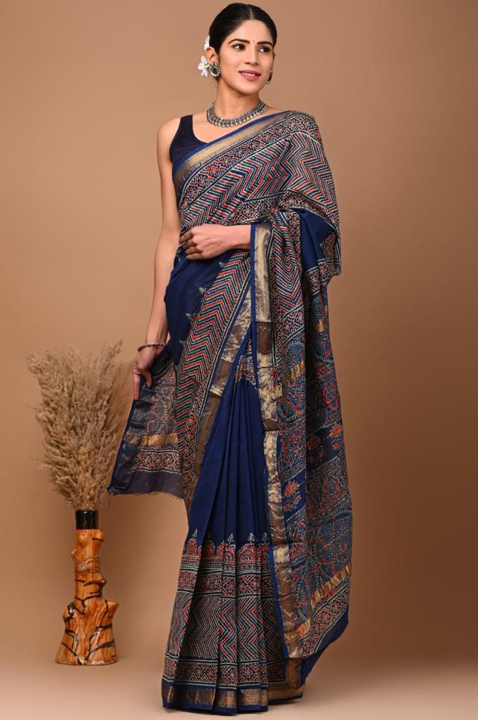 Maheswari silk Saree comes with stiched blouse